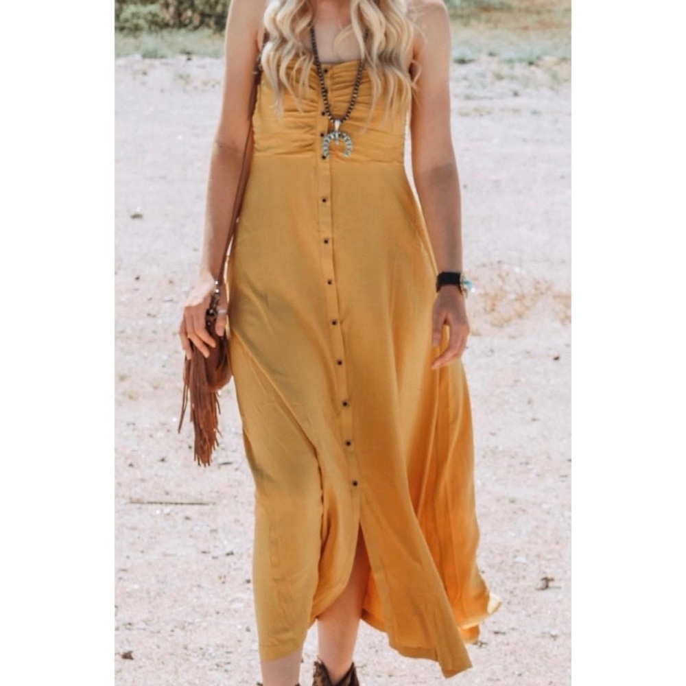 L&B Mustard Strapless Dress -L